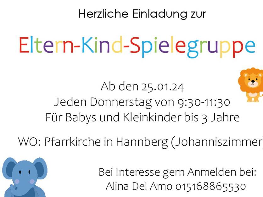Eltern-Kind-Spielegruppe in der Pfarrkirche Hannberg - Plakat