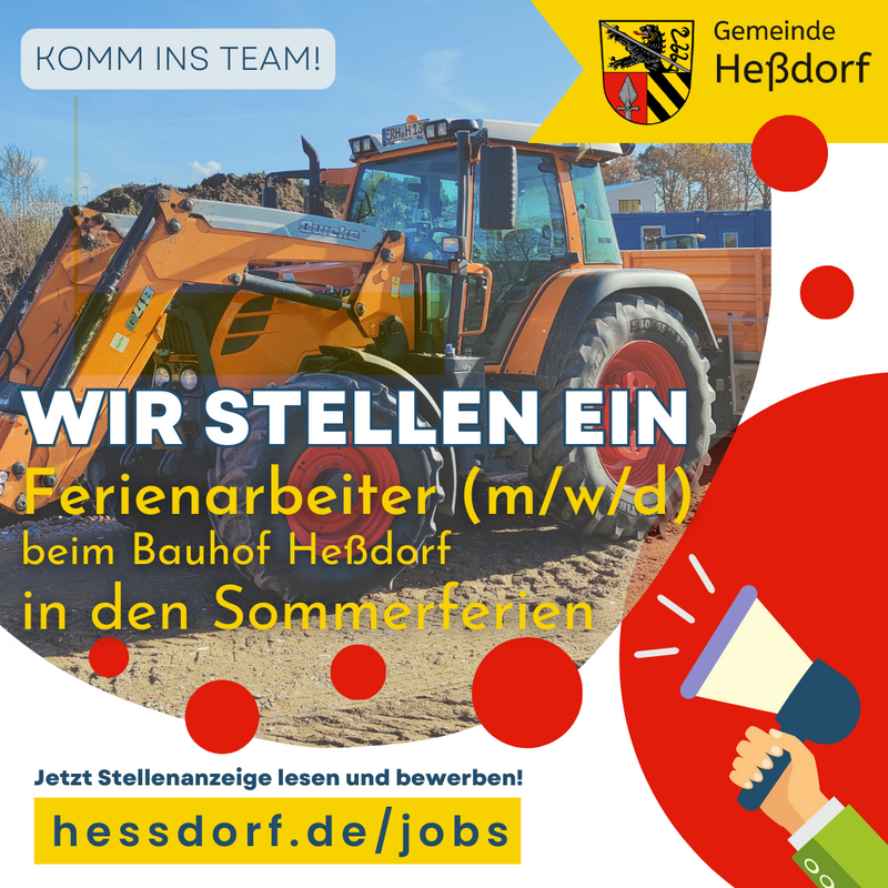 Stellenanzeige Ferienarbeiter (m/w/d) beim Bauhof der Gemeinde Heßdorf