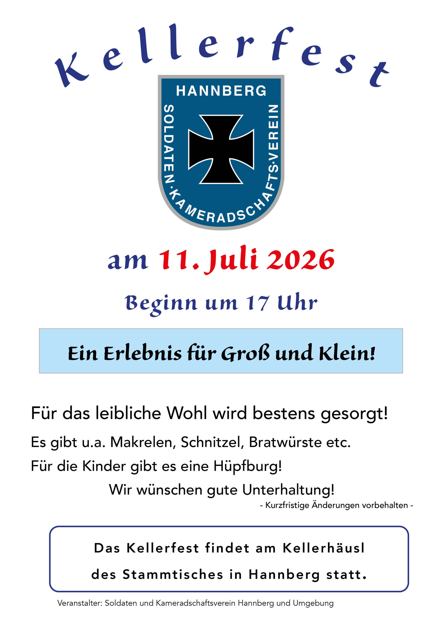 Kellerfest Hannberg 2026 - Plakat